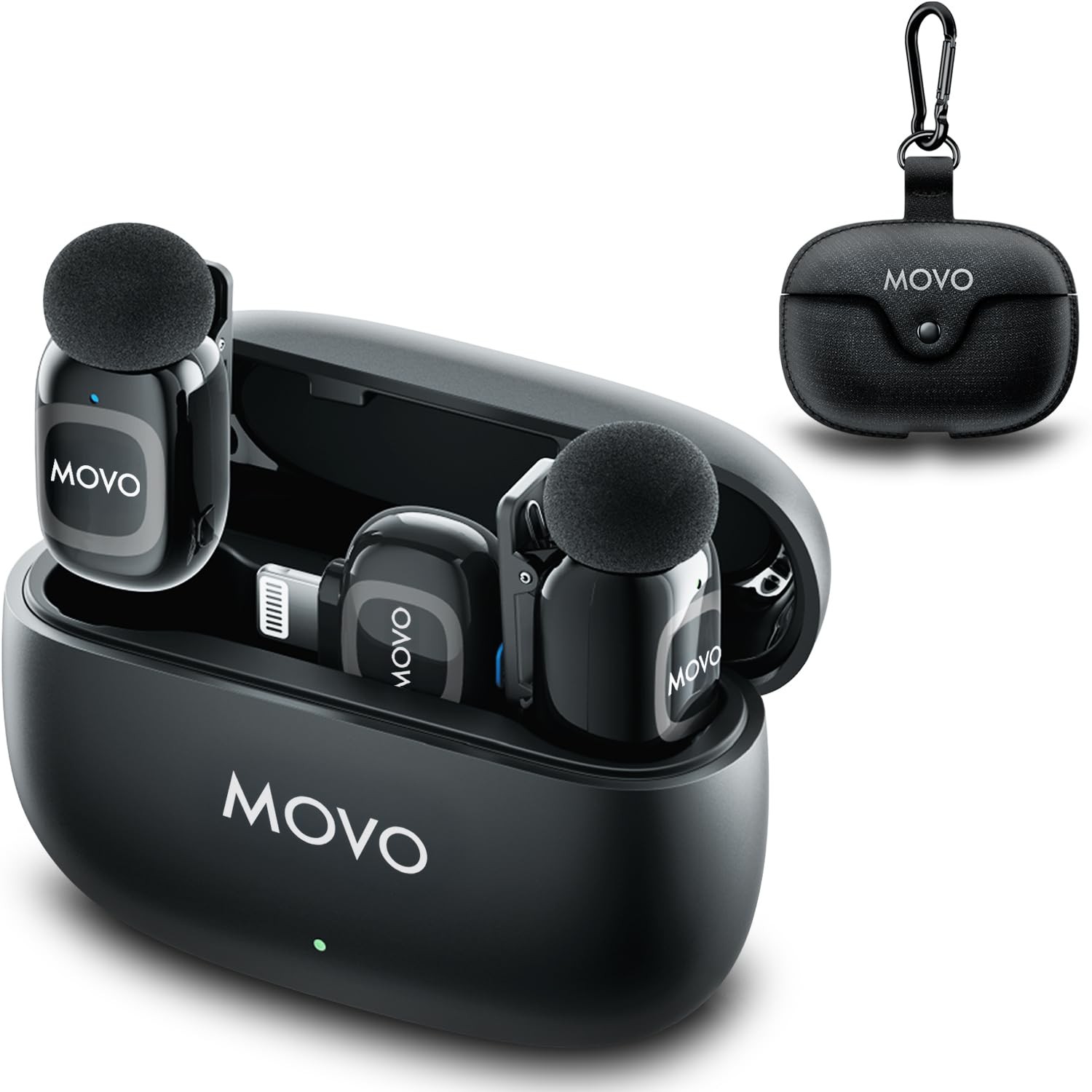 Movo NanoMic Dual Lightning Wireless Microphone for iPhone 14 and Below– Lava—
