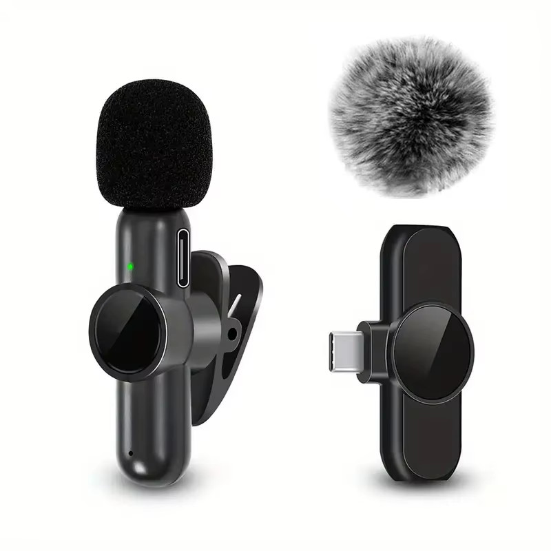 Wireless Lavalier Microphone Mini Clip On Mic for Phone Video Recording Kit