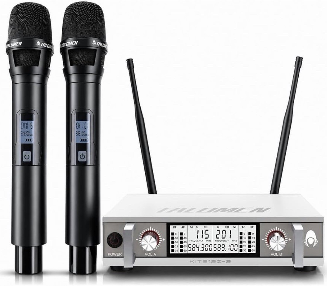 Wireless Microphone System, Metal UHF Handheld Microphones Cordless Dynamic Mic