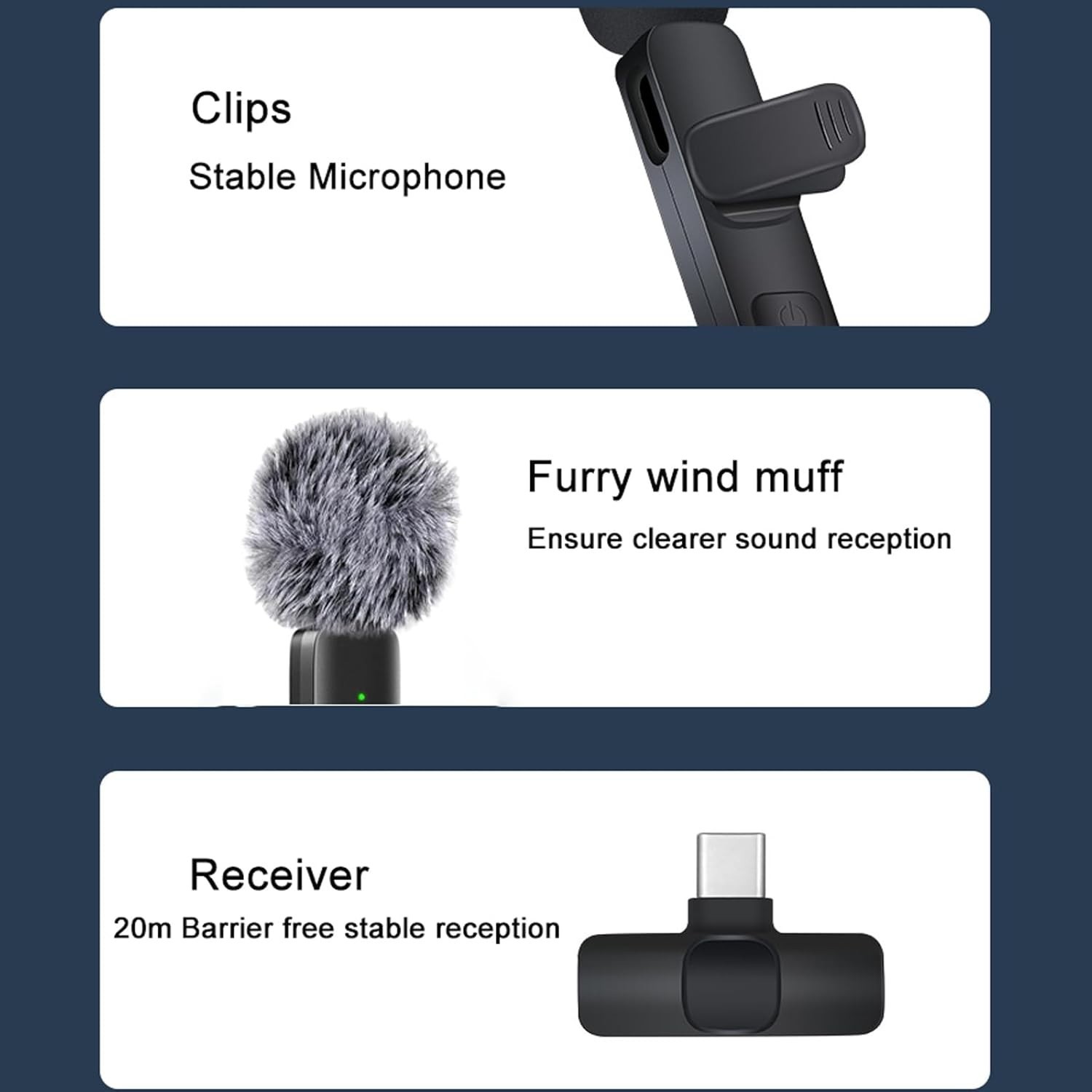Omnidirectional Wireless Mini Microphones for Podcasts & YouTube Vlogs – 2 Pack