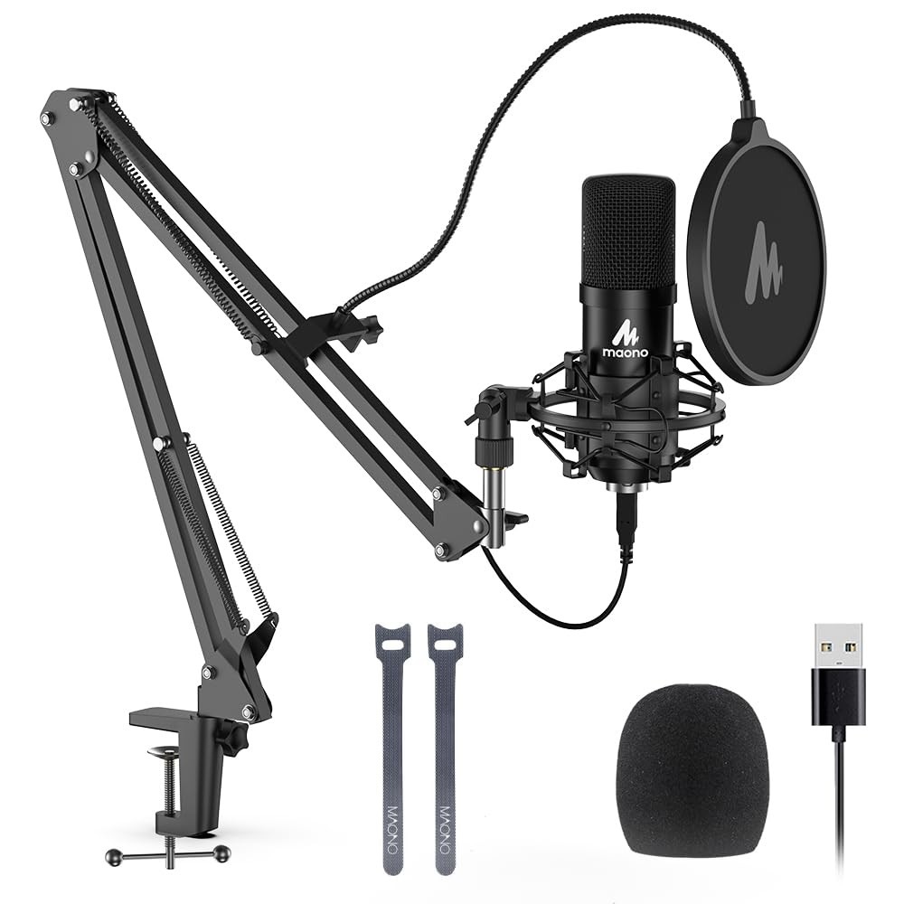 USB Microphone 192KHZ/24Bit Plug & Play PC Podcast Condenser Mic for Recording
