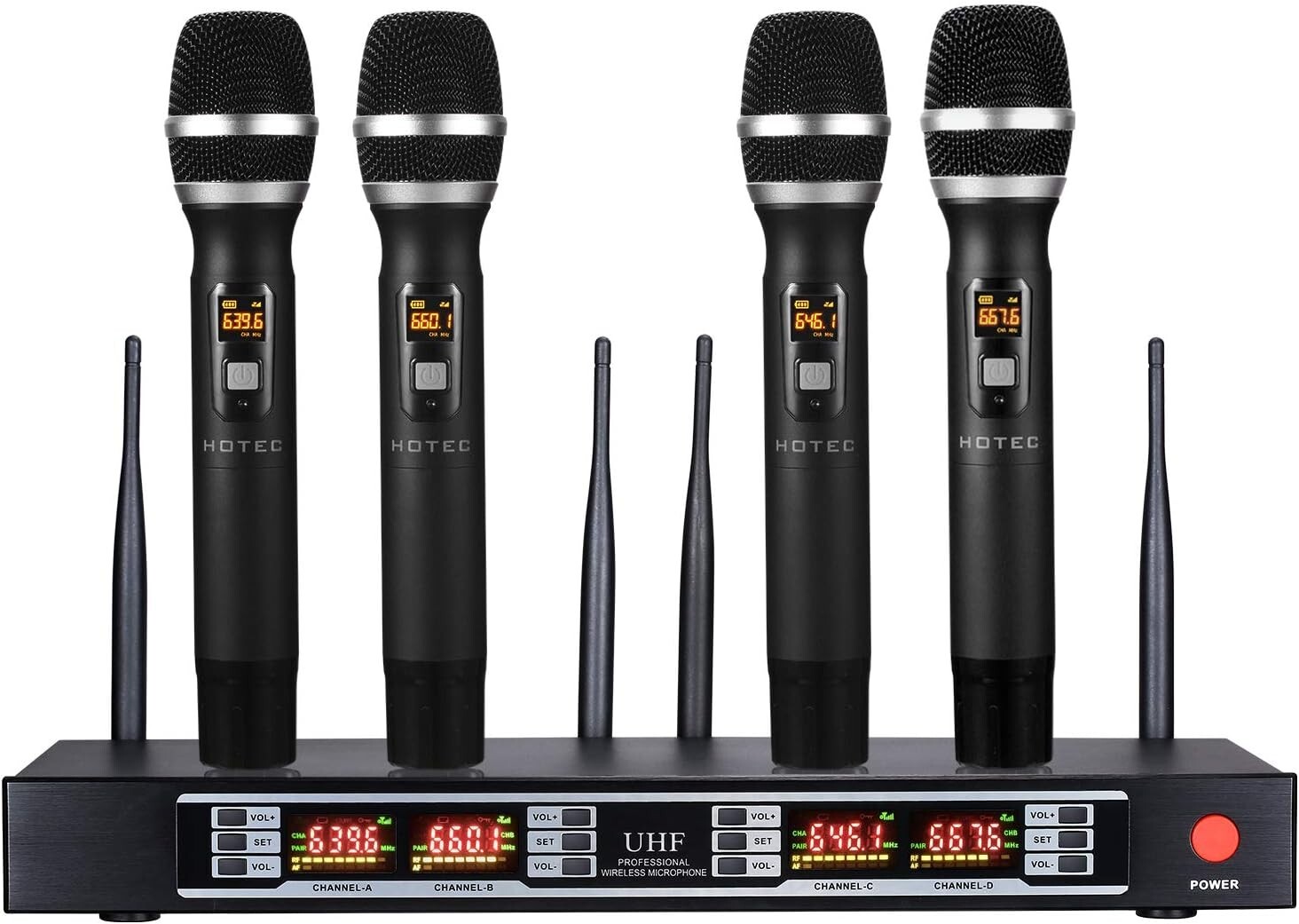 HOTEC 4-channel wireless microphone system, very suitable for home KTV party kar