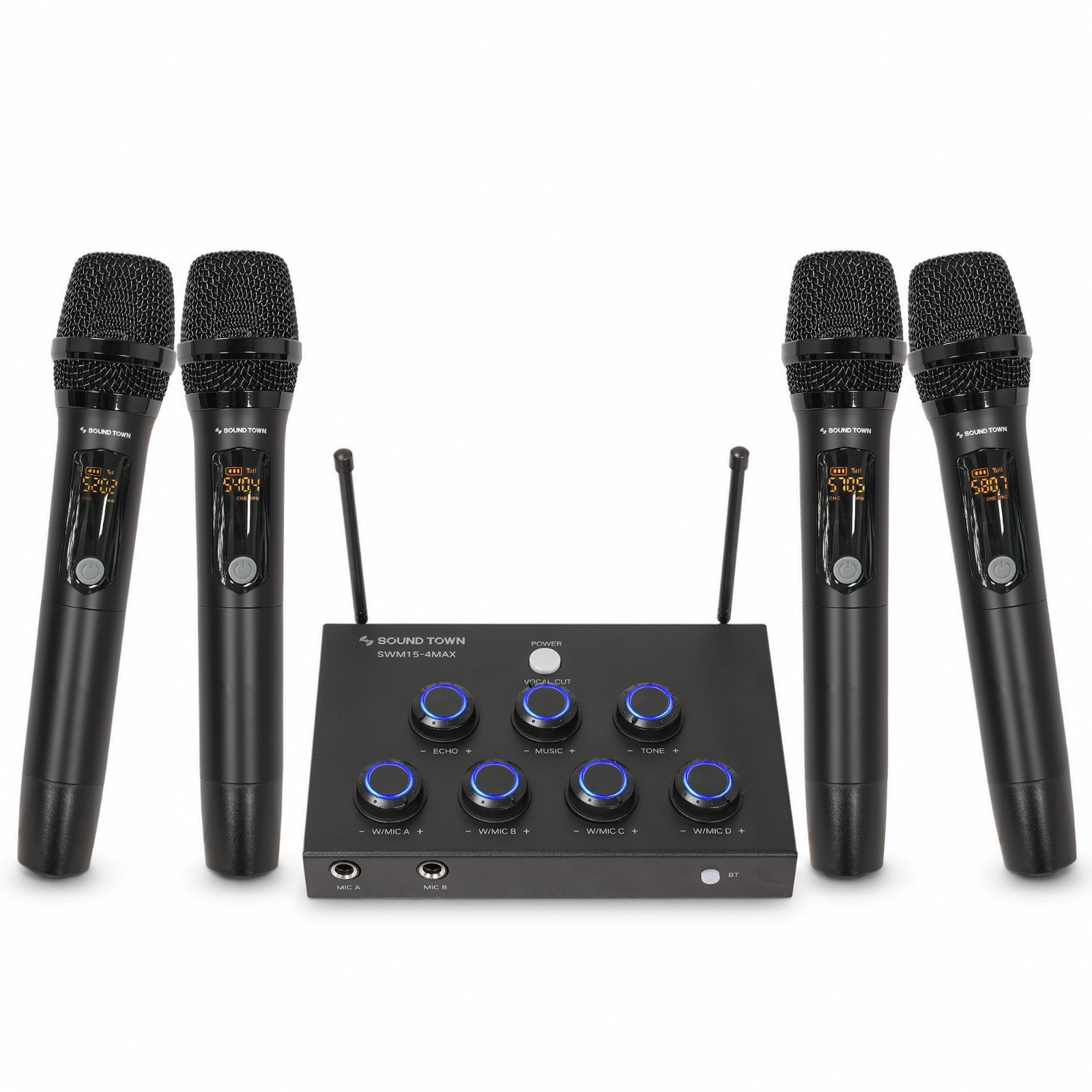 Sound Town Wireless Mic Karaoke Mixer System with 4 Wireless Mic (SWM15-4MAX)