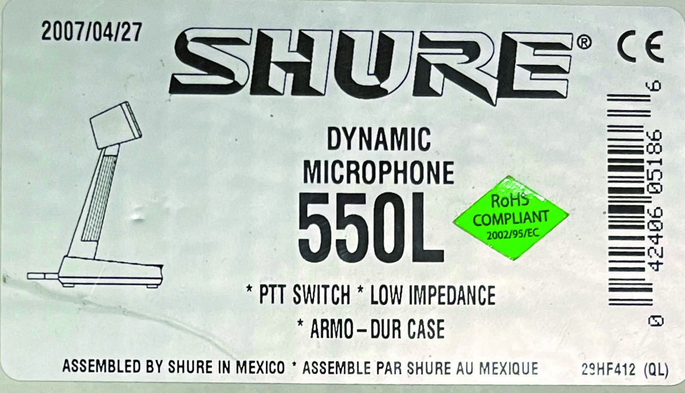 Shure Dynamic Microphone 550L Brown Low Impedance PTT Switch New!