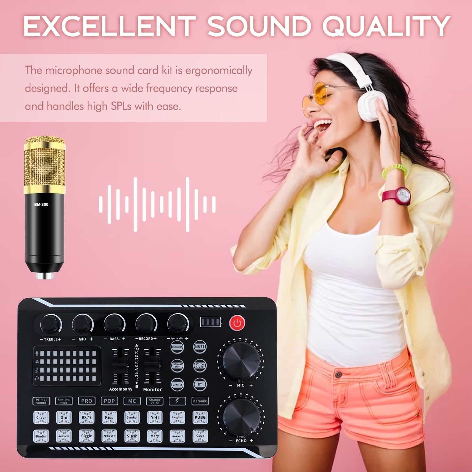 BM-800 Condenser Microphone Bundle – Podcast Mic with Voice Changer for Streamin