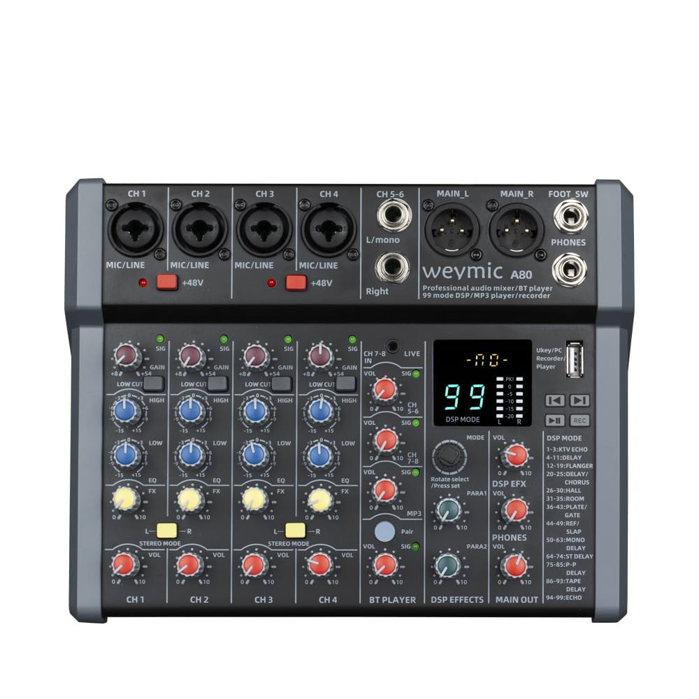 A Series Professional Mixer 8 Channel 99 DSP Effect USB