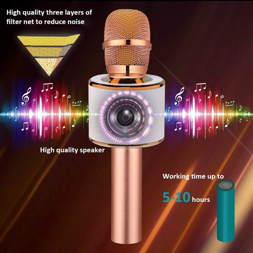 Wireless Bluetooth Karaoke Microphone- Portable Handheld Karaoke Mic Speaker