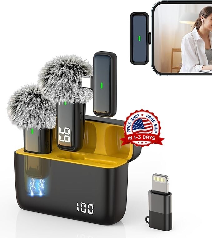 Microfono Mini inalambrico Para Celular Camara Solapa Estuche de Carga Type-C US
