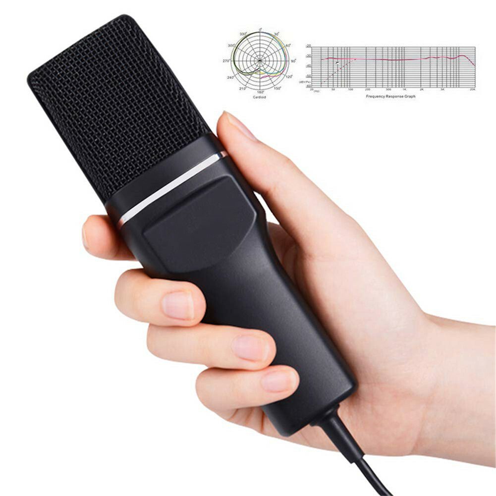 USB Computer Mini Condenser Microphone Stand Recording Mic For PC Desktop Laptop
