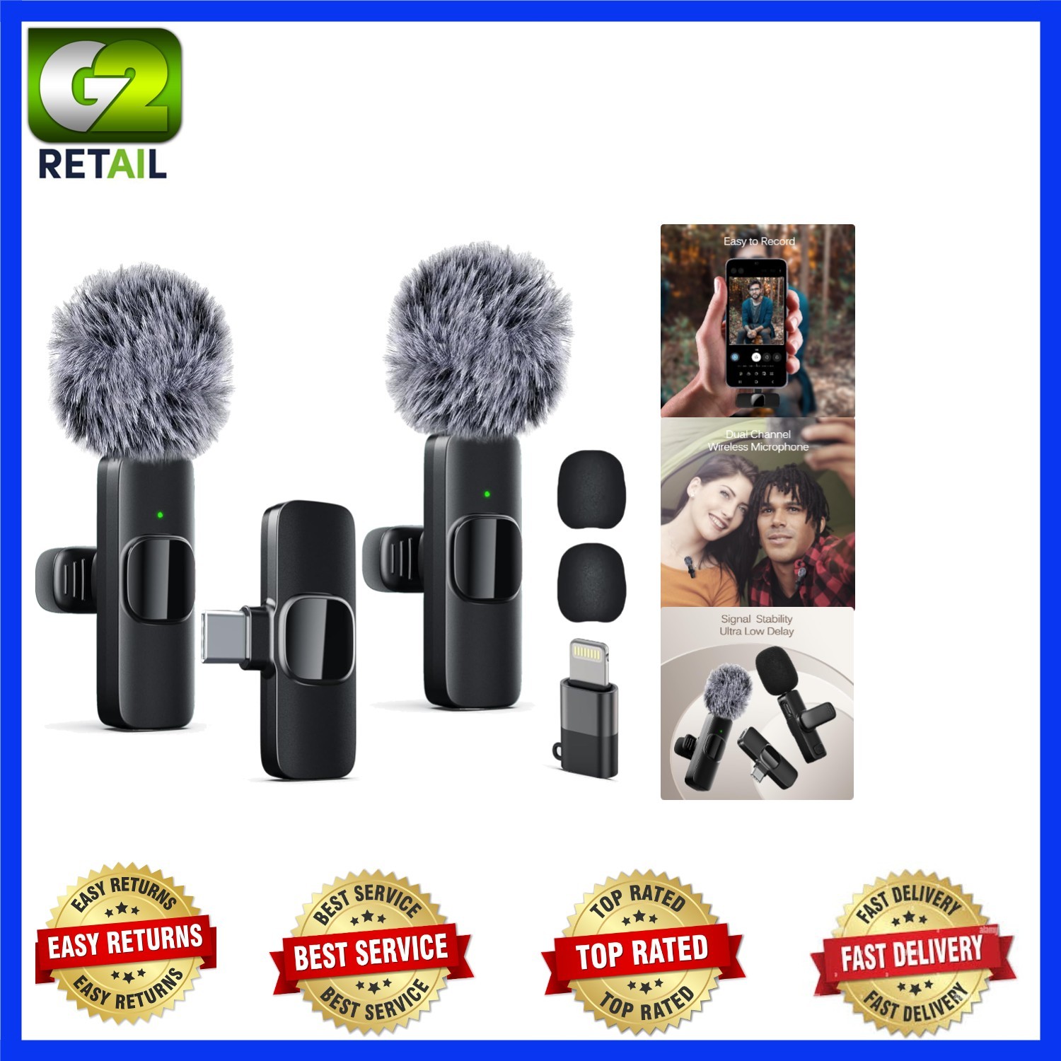 Omnidirectional Wireless Microphone System for Vlogs & Interviews – Plug & Play