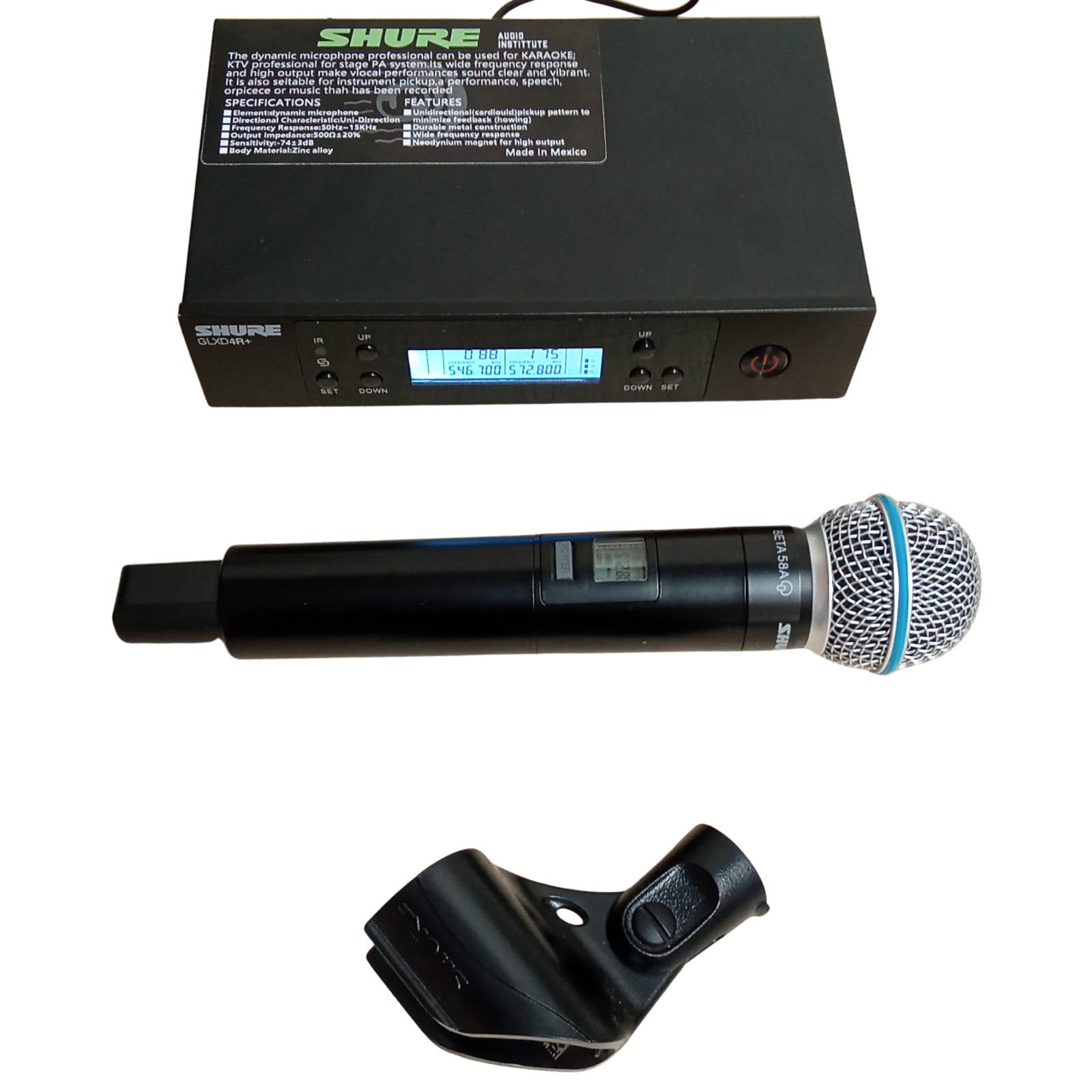 Shure GLXD24R+/B58 Dual Band Pro Digital Wireless Microphone System, Black