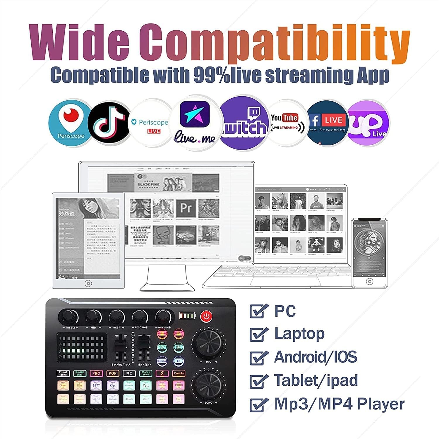 SINWE Podcast Microphone Bundle, BM-800 Condenser Mic with Live Sound Card Ki…