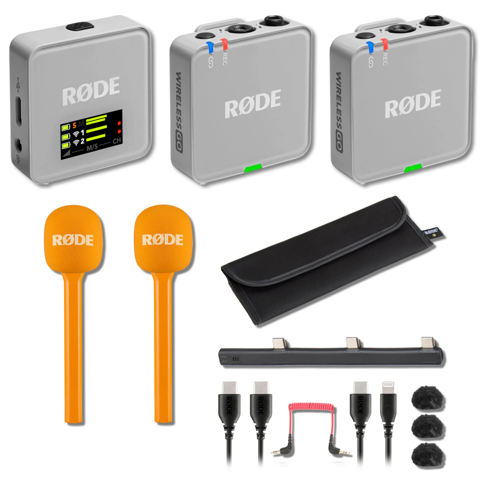 Rode Wireless GO (Gen 3) Wireless Mic System (Stone) with 2x Orange Interview GO
