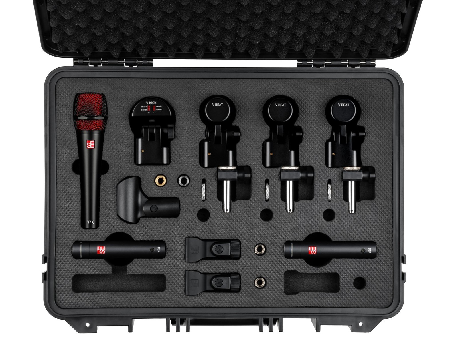 Se Electronics V Pack Arena Black Drum Microphones w/V KICK/Beat/V7 X/sE8+Case