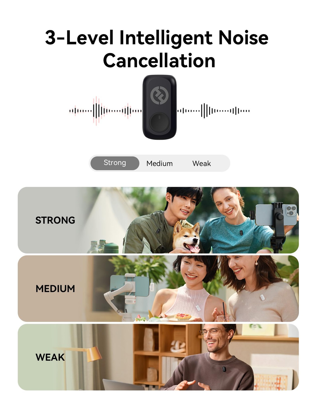 Wireless Mini Microphone for iPhone & Android 48kHz Noise Canceling