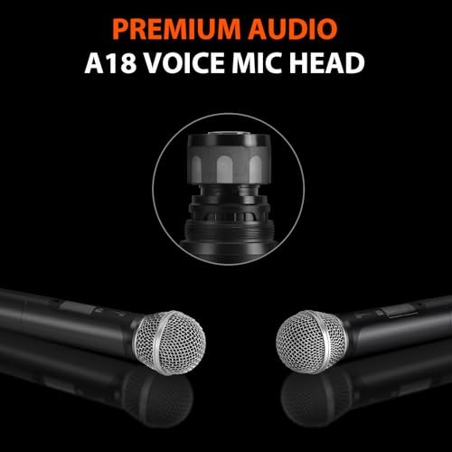 200-Channel Wireless Microphones System, Dual UHF Metal 2 handheld mics