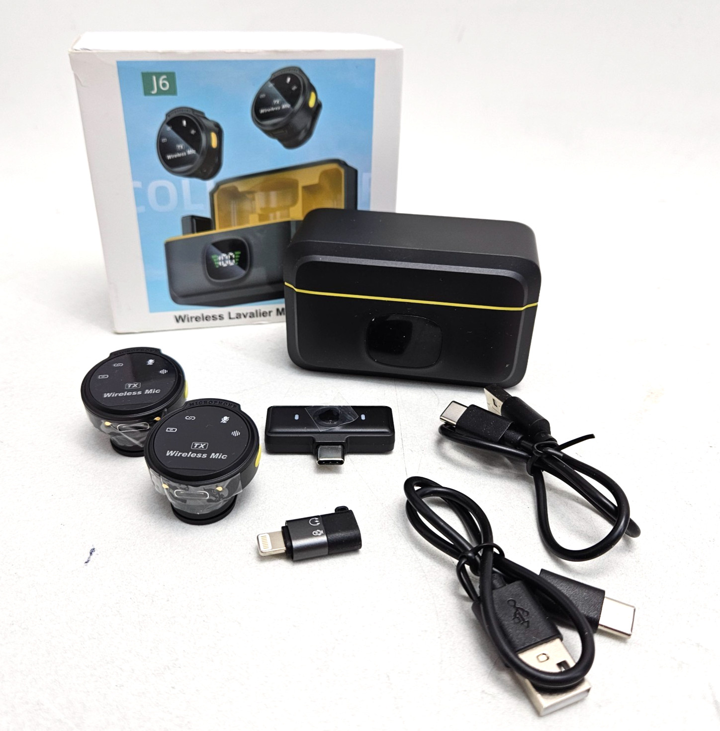 Wireless Lavalier Microphone USB C Lapel Microphone Noise Reduction 48H Battery