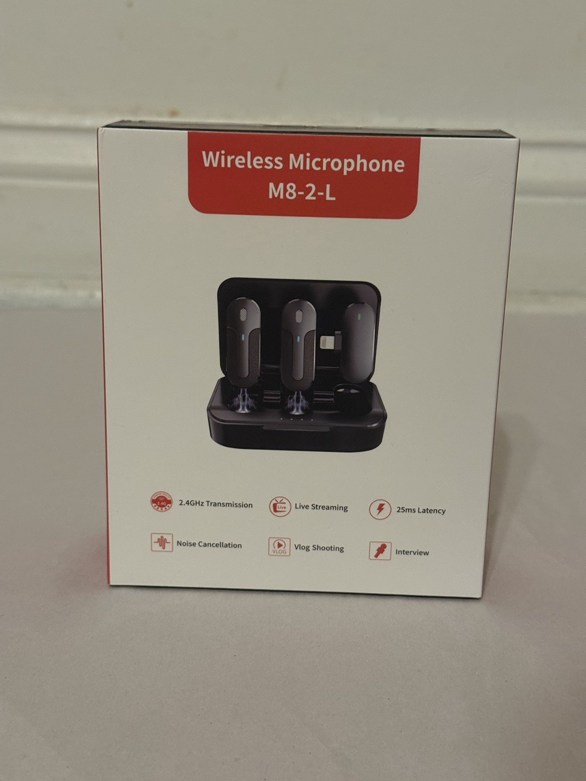 Wireless Lavalier Microphone M8-2-L, Noise Cancellation, Live Streaming, Vlog