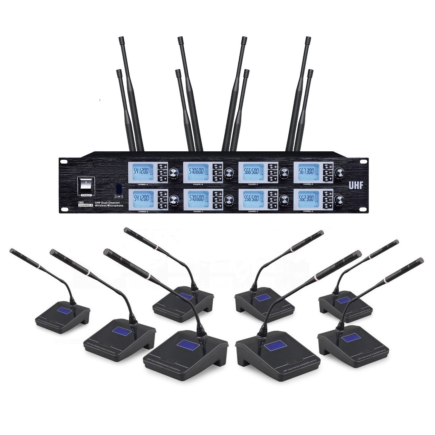 8 Channel Conference Microphone System Professional Gooseneck Desktop Delegate