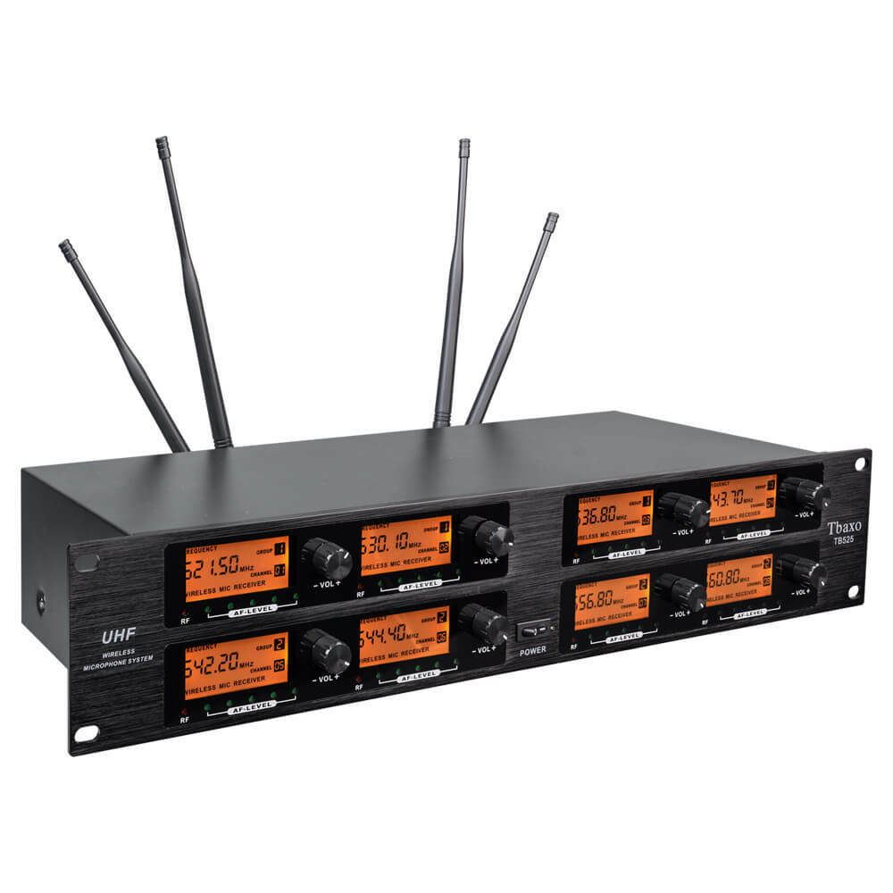 Wireless Microphone System UHF Pro Audio 8 Channel 8 Lavalier Bodypacks Headset