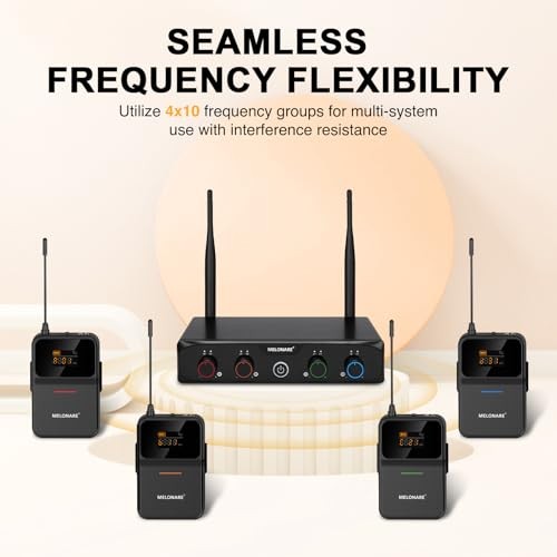 MELONARE 4 Channel Wireless Microphone System UHF