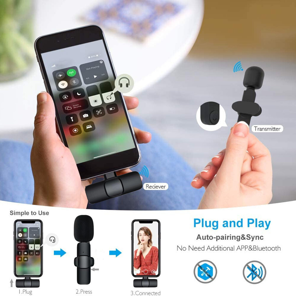 Wireless Lavalier Microphone Mic For iPhone iPad Live Stream YouTube Tiktok USA