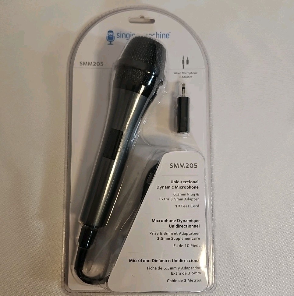 Singing Machine Wired Microphone for Karaoke Unidirectional Dynamic SMM205