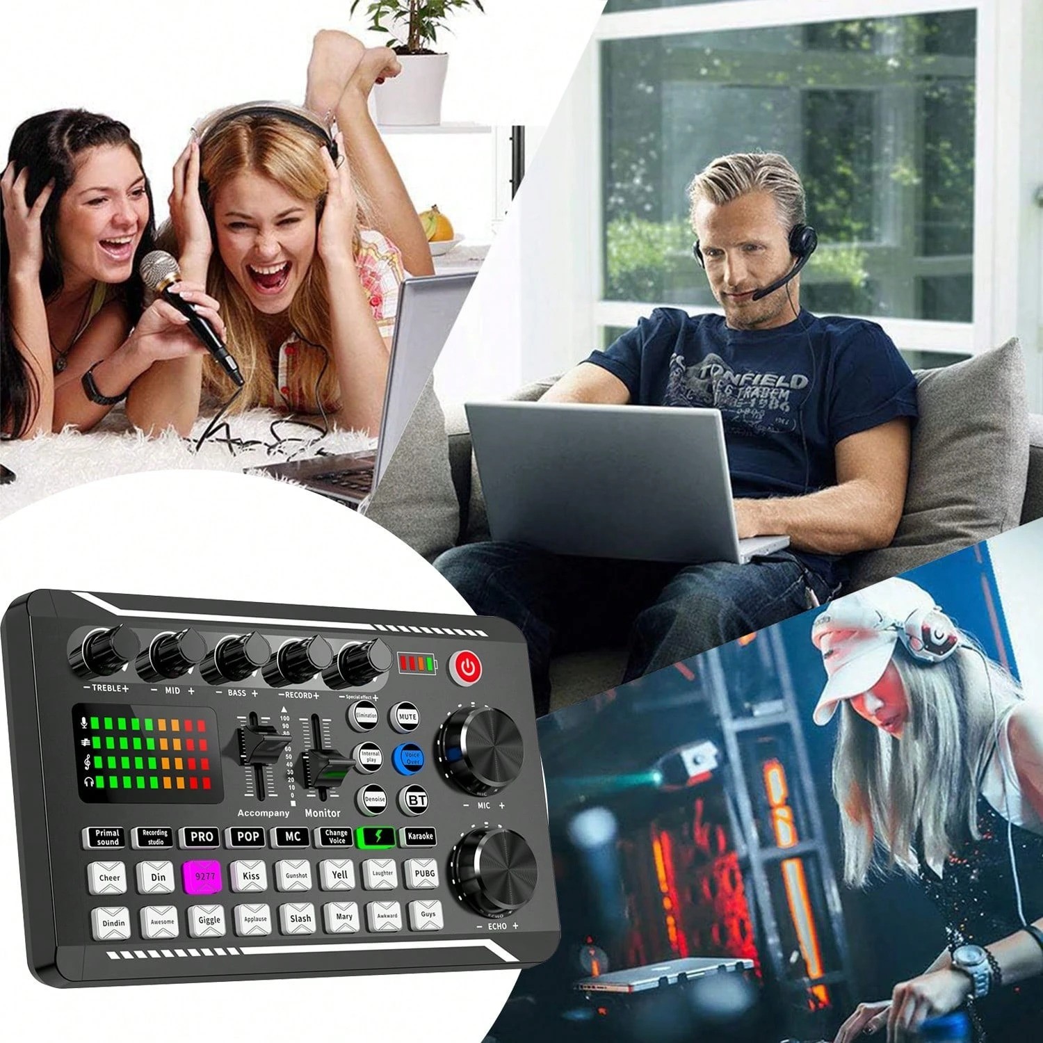 Podcast Equipment Bundle With USB Audio Interface Condenser Mic