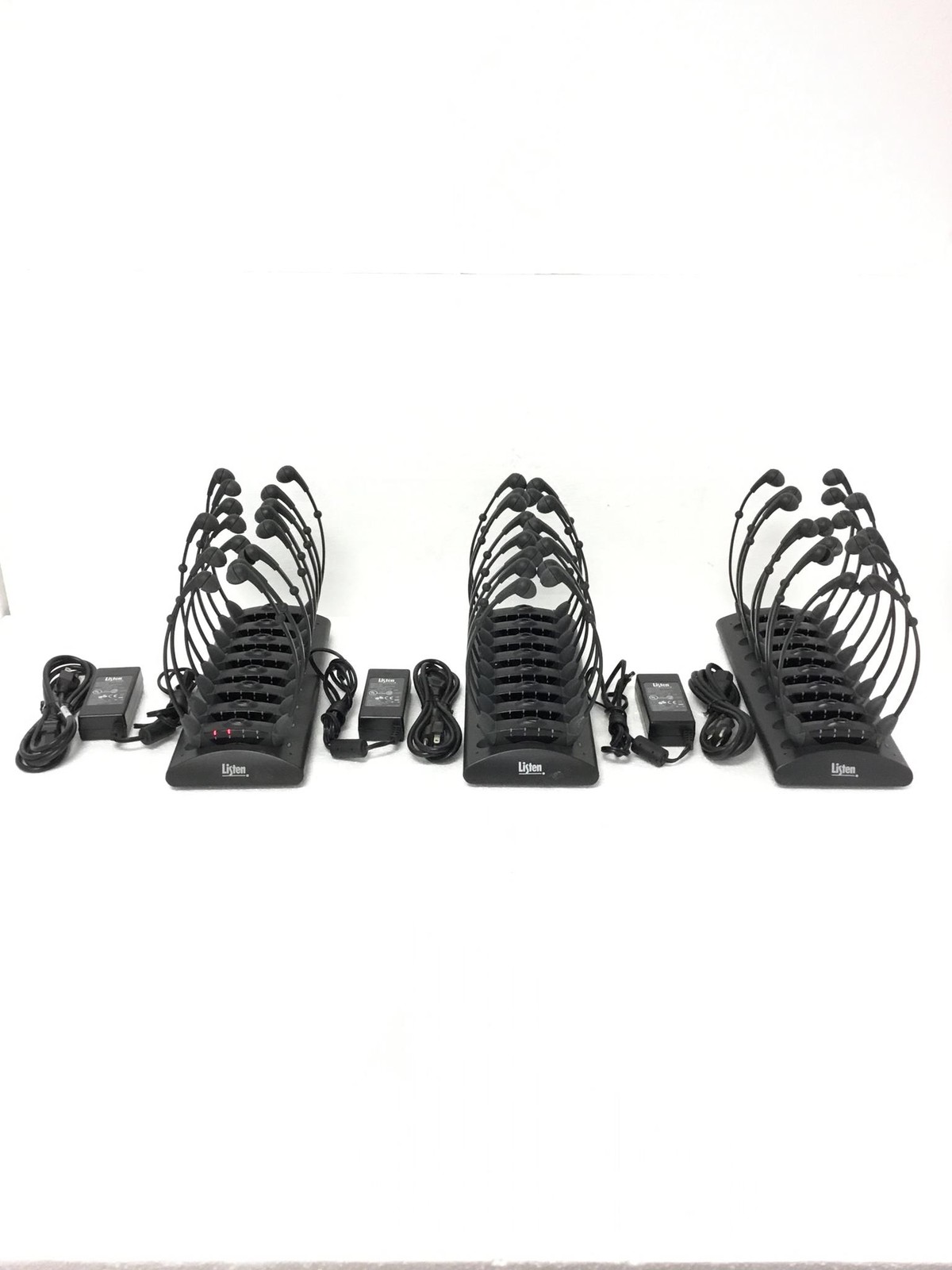 Lot of 8 Listen LR-42 Receiver w/ LA-350-8 Charger & Batteries Working QTY AV