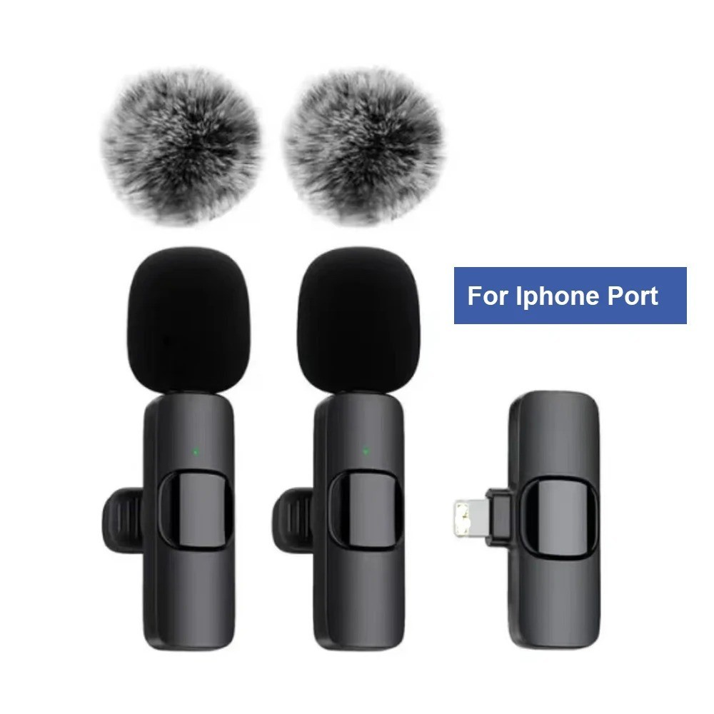 Mini K9 Wireless Lavalier Mic Type-C or Lightning Port Lapel iPhone Android