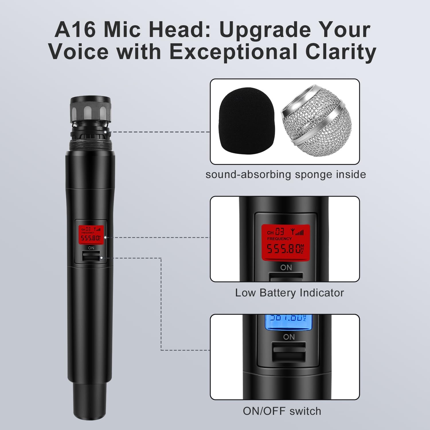 Wireless Microphone System, Dual UHF Metal Cordless Mic Set, Long Distance 15…