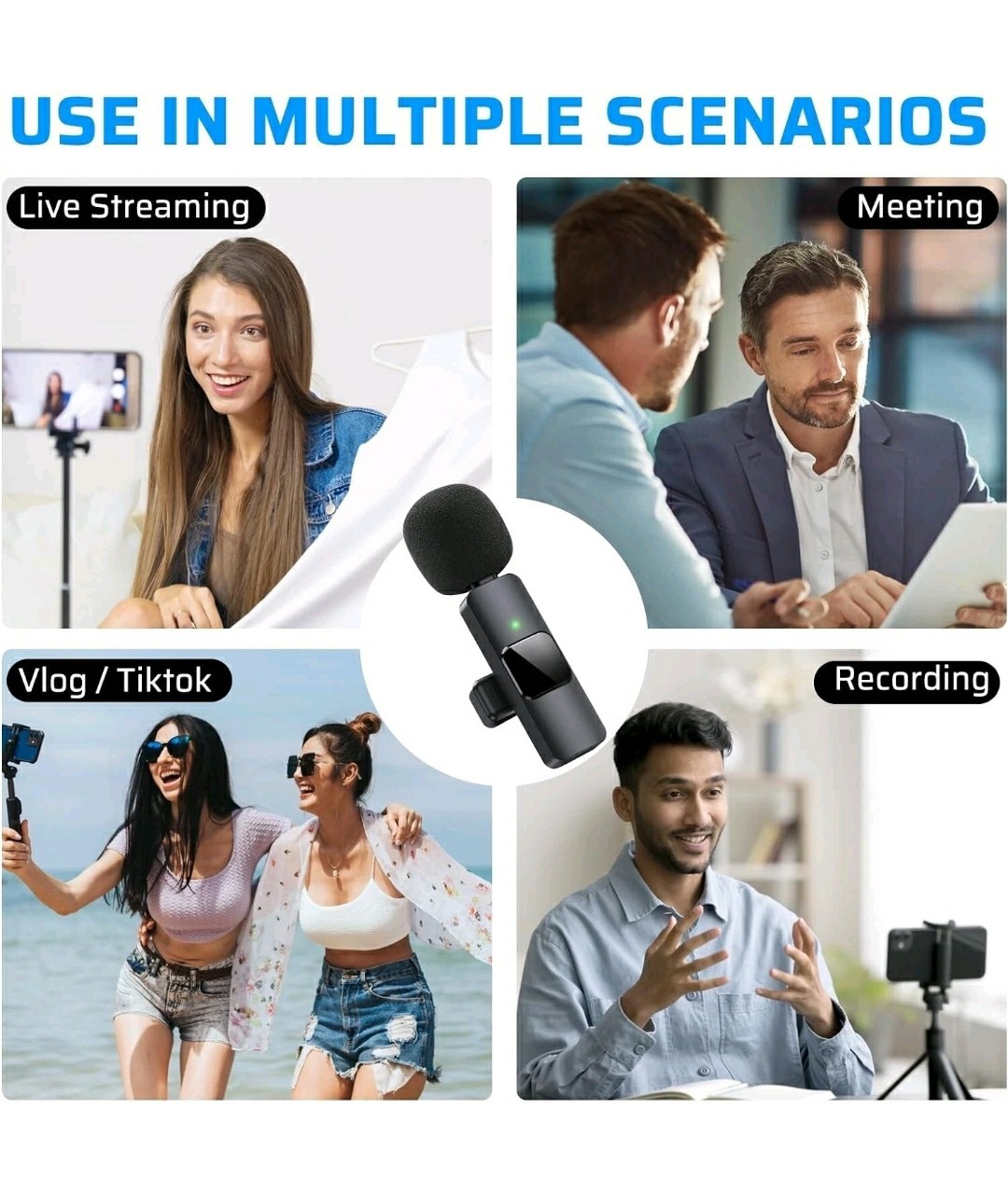 Dual Wireless Lavalier Microphone Camera/iPhone/Android/GoPro Professional Lapel