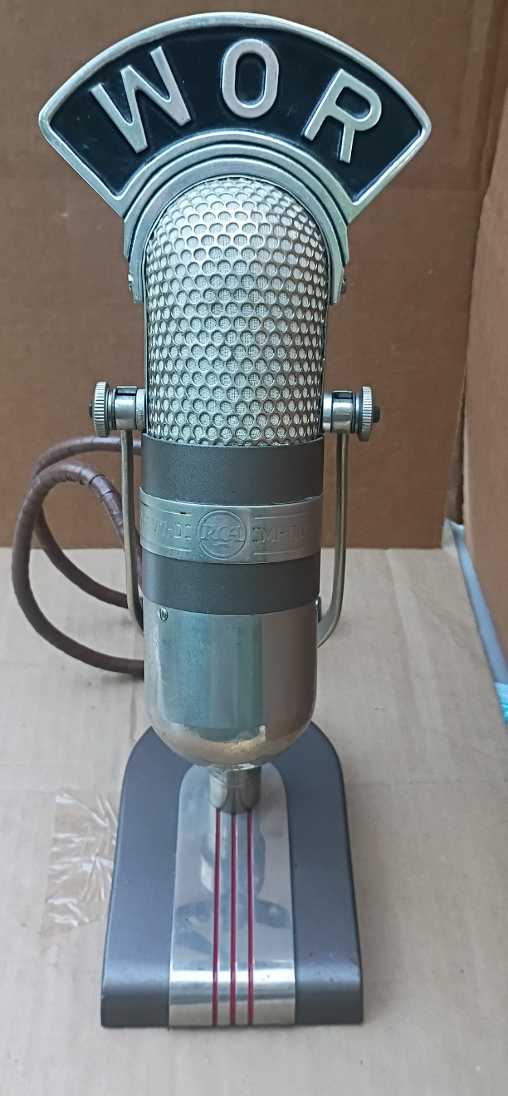 RCA 77D BROADCAST Ribbon Microphone WOR New York Station Flag – 91B Stand Works