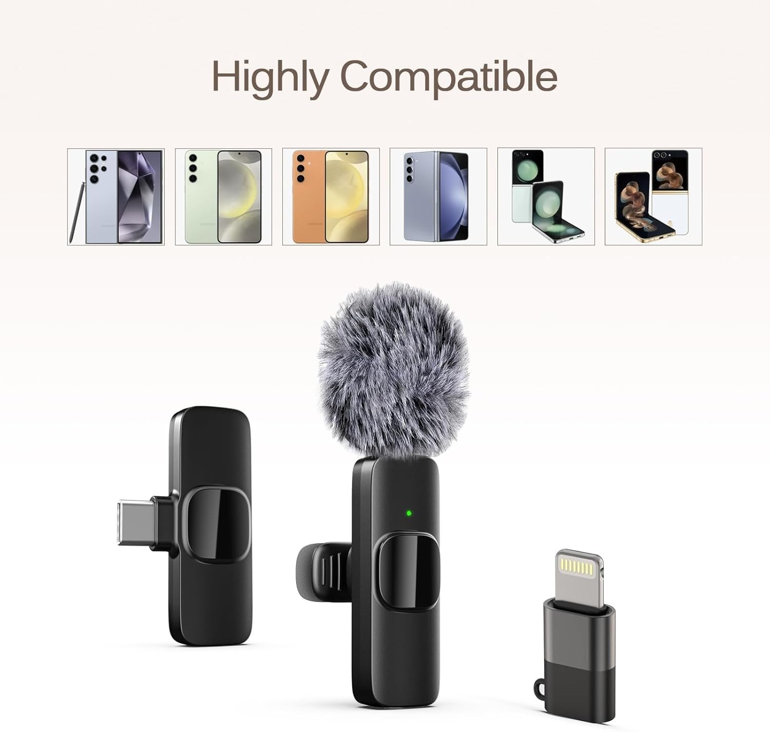Professional Wireless Lavalier Microphone with Noise Reduction for iPhone & iPad