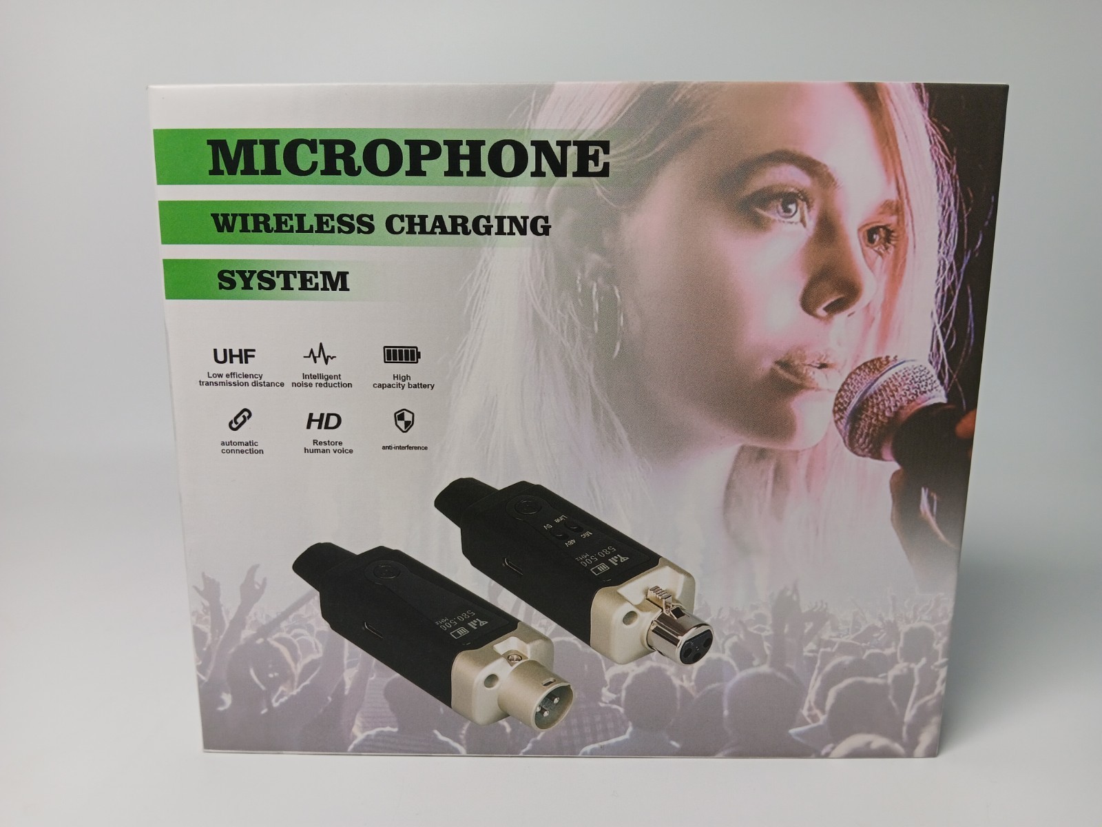 Wireless Microphone Transmitter Receiver Plug Charging System UHF new open box