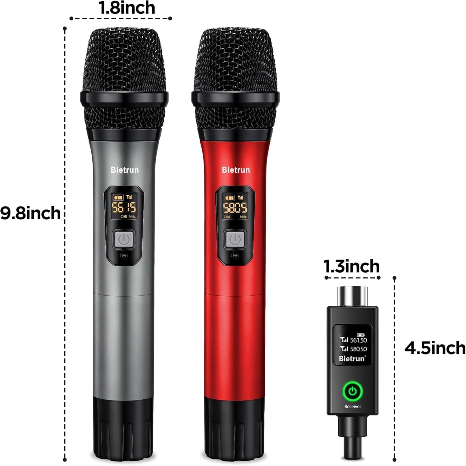 UHF Wireless Microphone Set with Rechargeable Receiver for Karaoke & Events