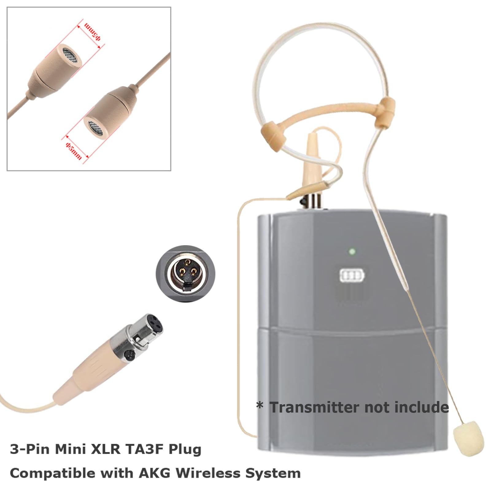 Single Earset Headset Microphone Headworn Over Ear Hanging Condenser Omnidire…