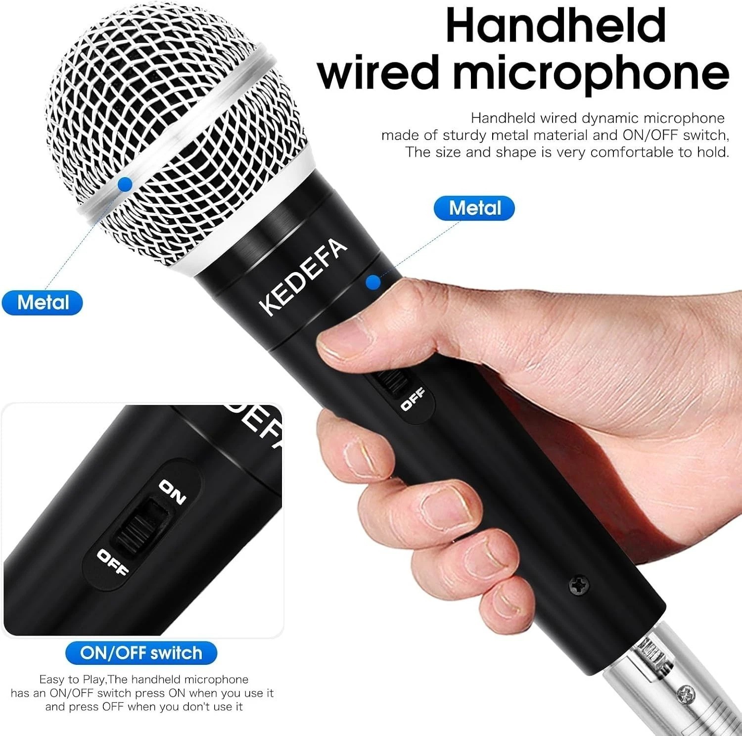 KM88 Handheld Wired Karaoke Microphone, Super Cardioid Dynamic Vocal Mic with…