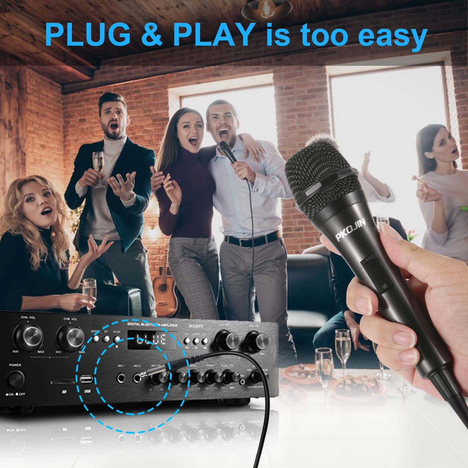 PKOJIN Dynamic Karaoke Microphone for Singing, Vocal Wired Microphone for Kar…
