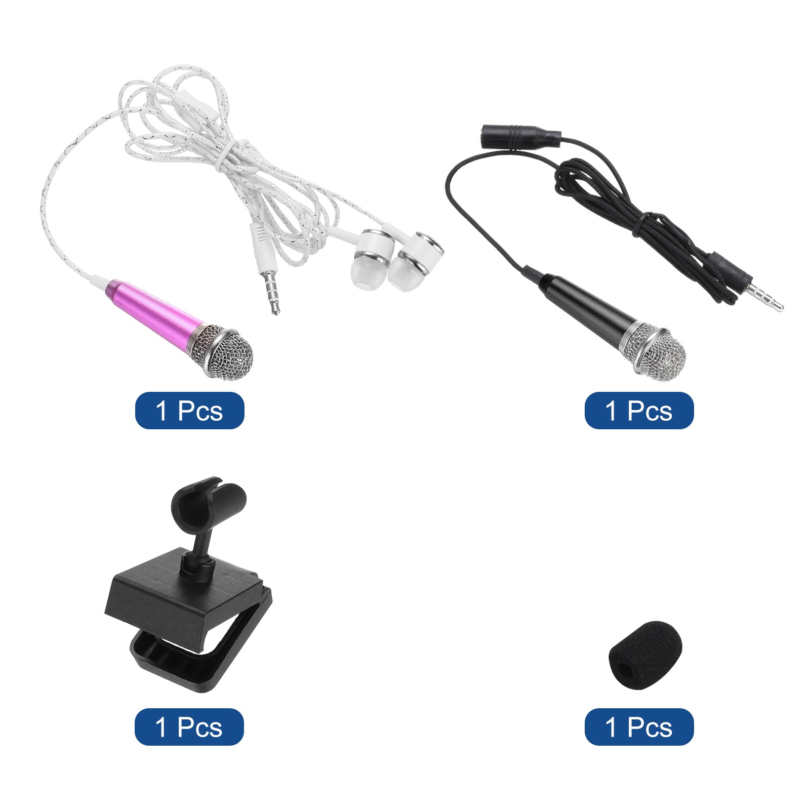 2Pcs Mini Microphone Tiny Microphone for Phone Rose Red, Black
