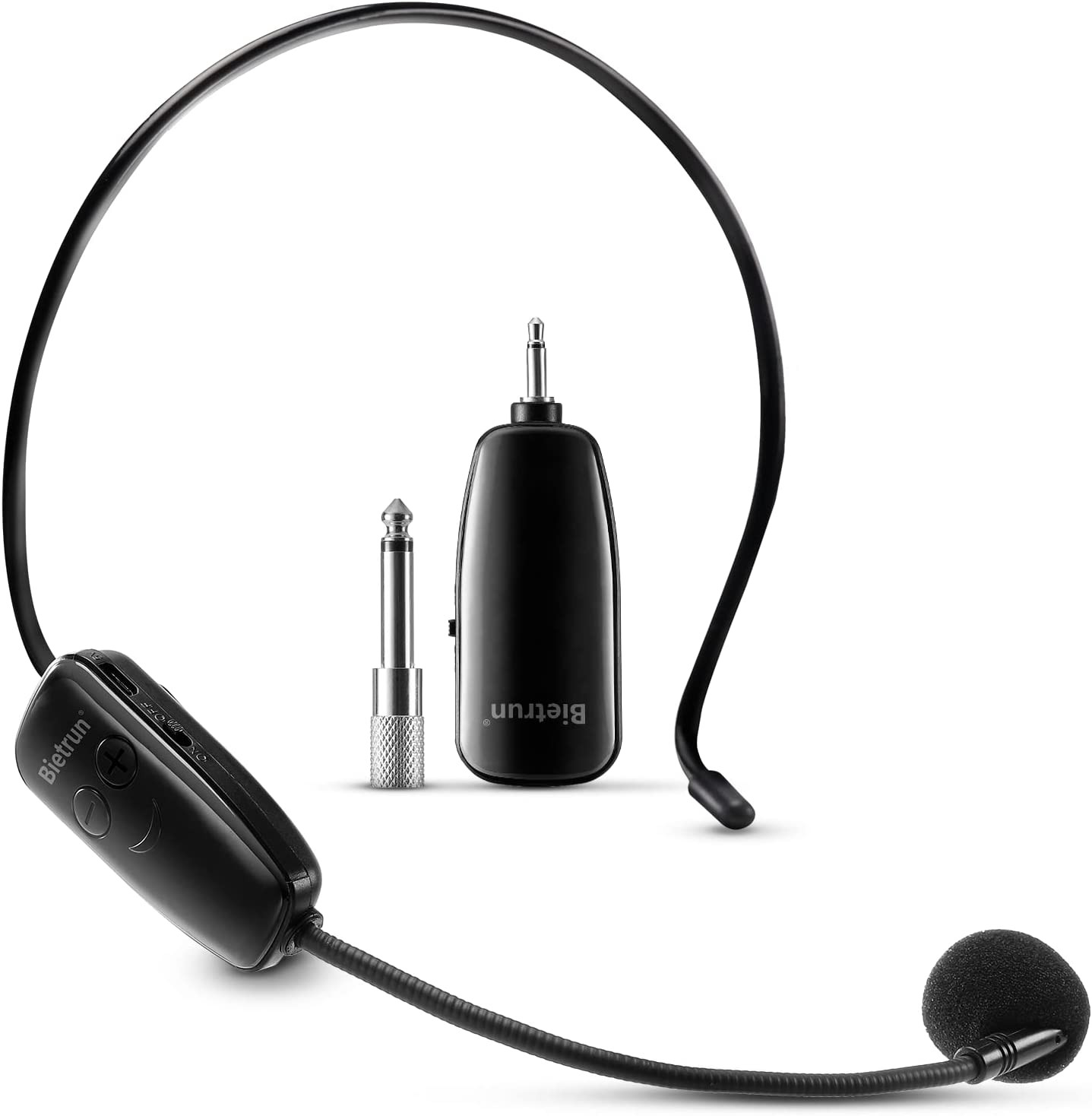 Wireless Microphone Headset, UHF Wireless Headset Mic System, 160Ft Range,1/8”