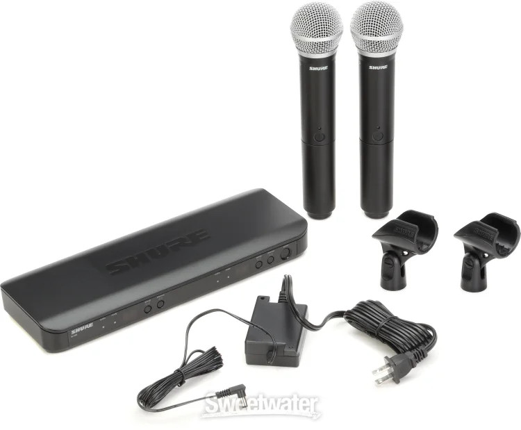 Shure BLX288/PG58 Dual Channel Wireless Handheld Microphone System – H10 Band