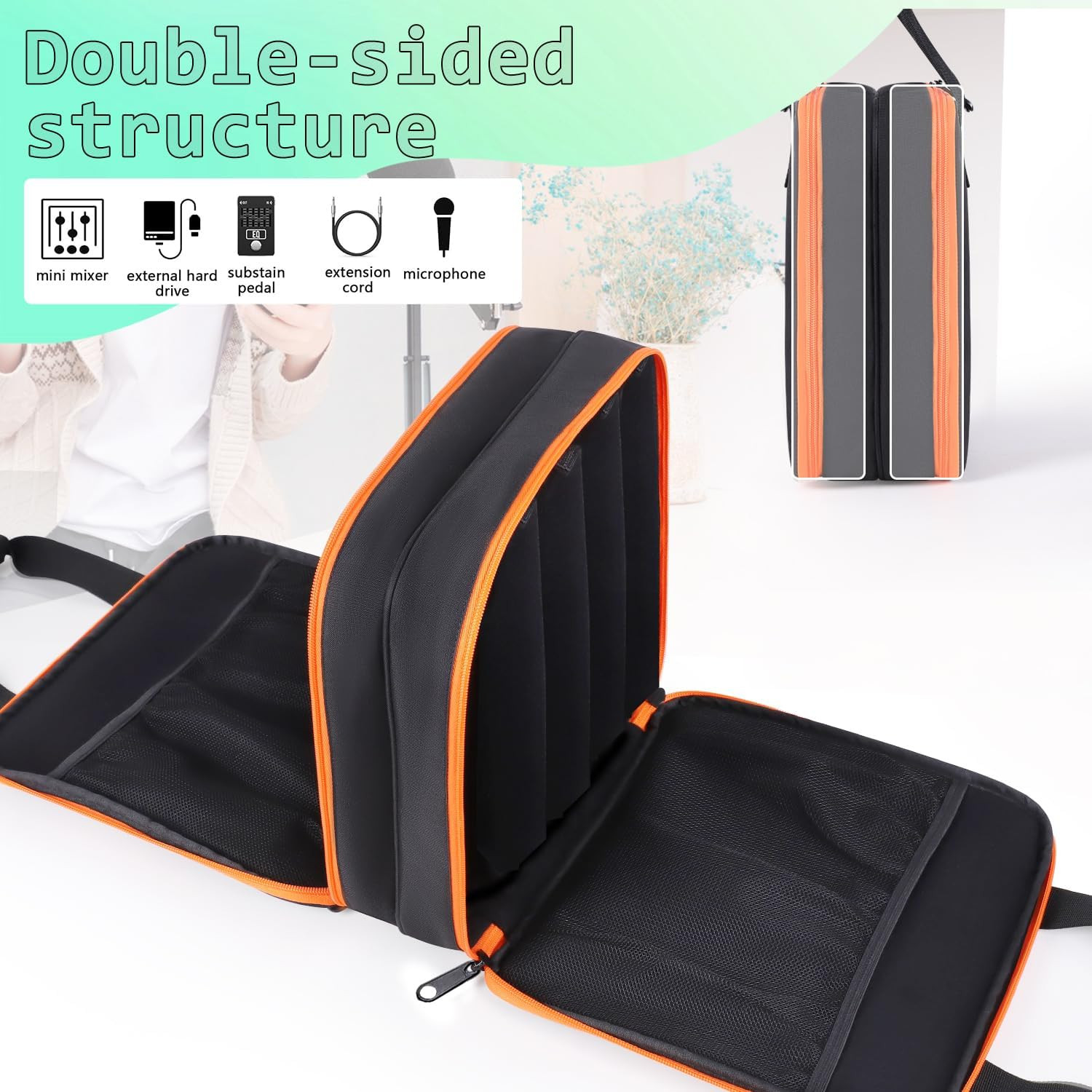 Microphone Case,Wireless Microphone Bag,Portable Storage Case | 8 Slots Mic Carr