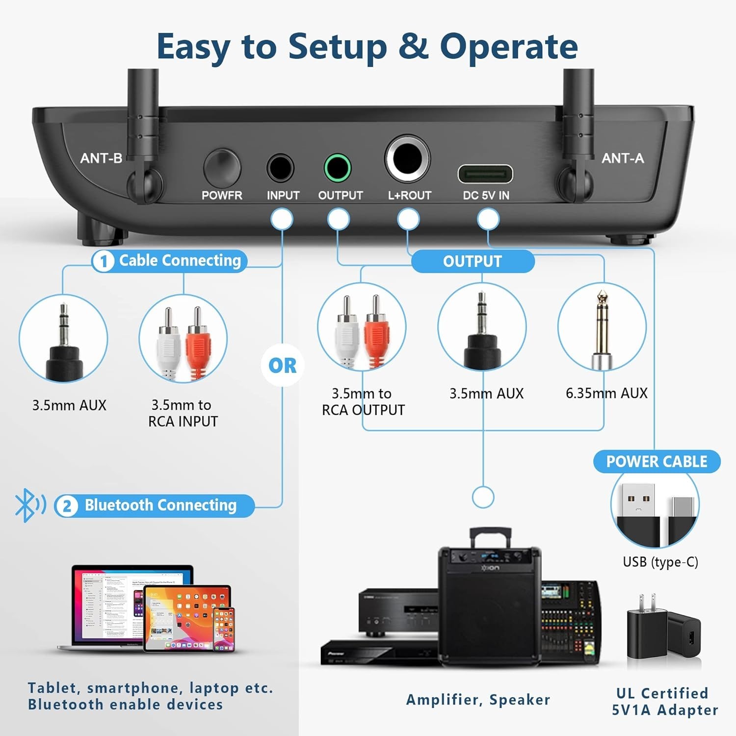 Wireless Handheld Microphone System with Long Range and Echo Control for Parties