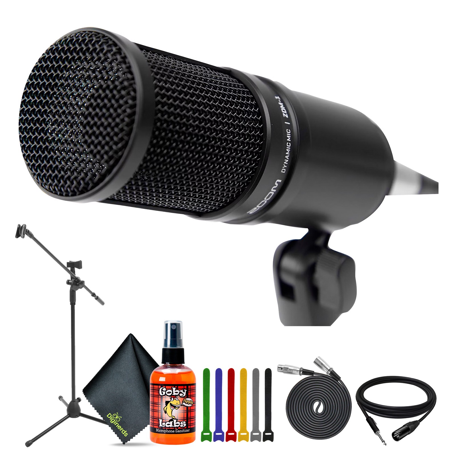 Zoom ZDM-1 Dynamic Microphone, Tripod Boom Microphone Adjustable Floor Stand