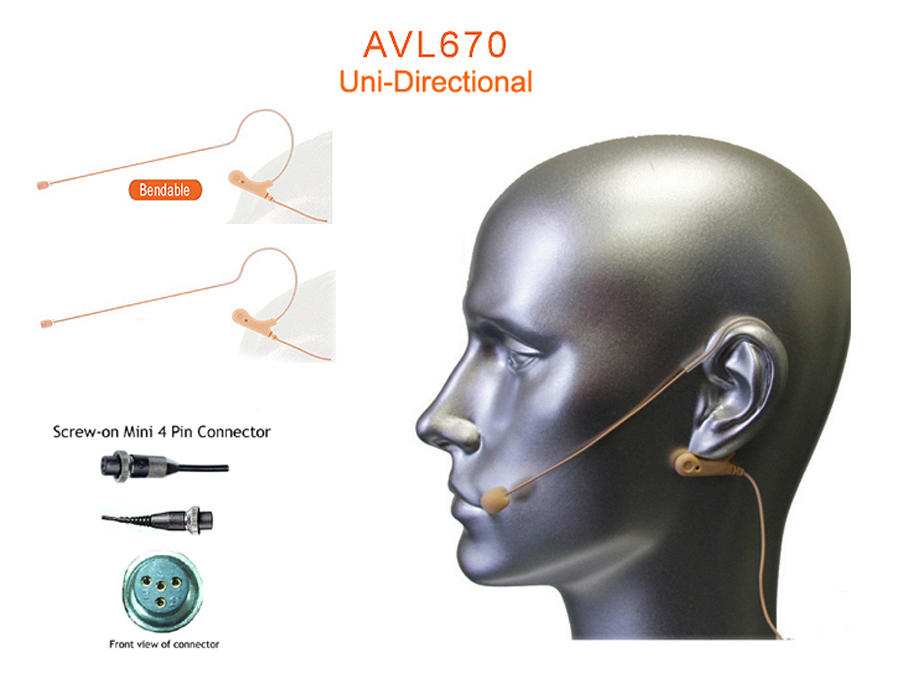 2PCS Tan Color Headset Mic Earhook Microphone for Mipro Peavey Wireless