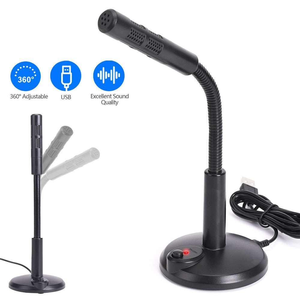 Computer Mini Condenser Microphone USB Stand Recording Mic For PC Desktop Laptop