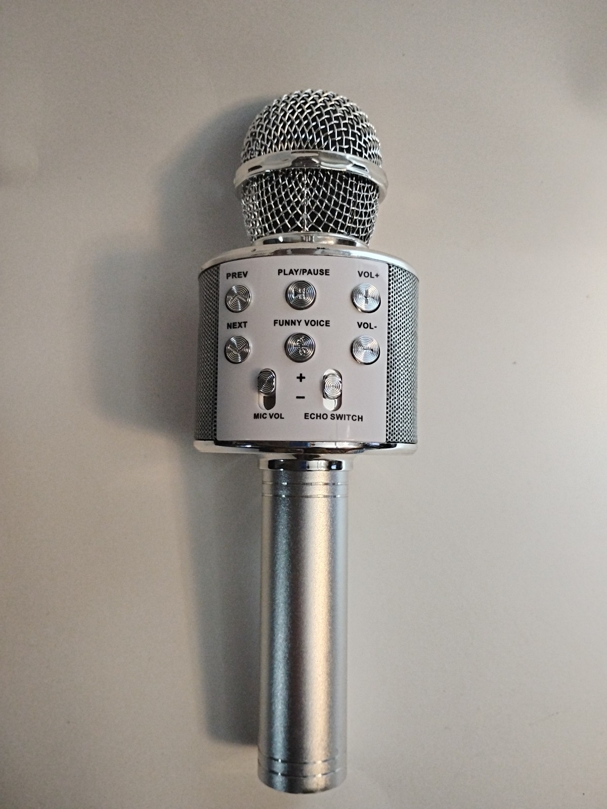 NEW Vibe Wireless Bluetooth Handheld Karaoke Microphone, Built-In Speaker Silver