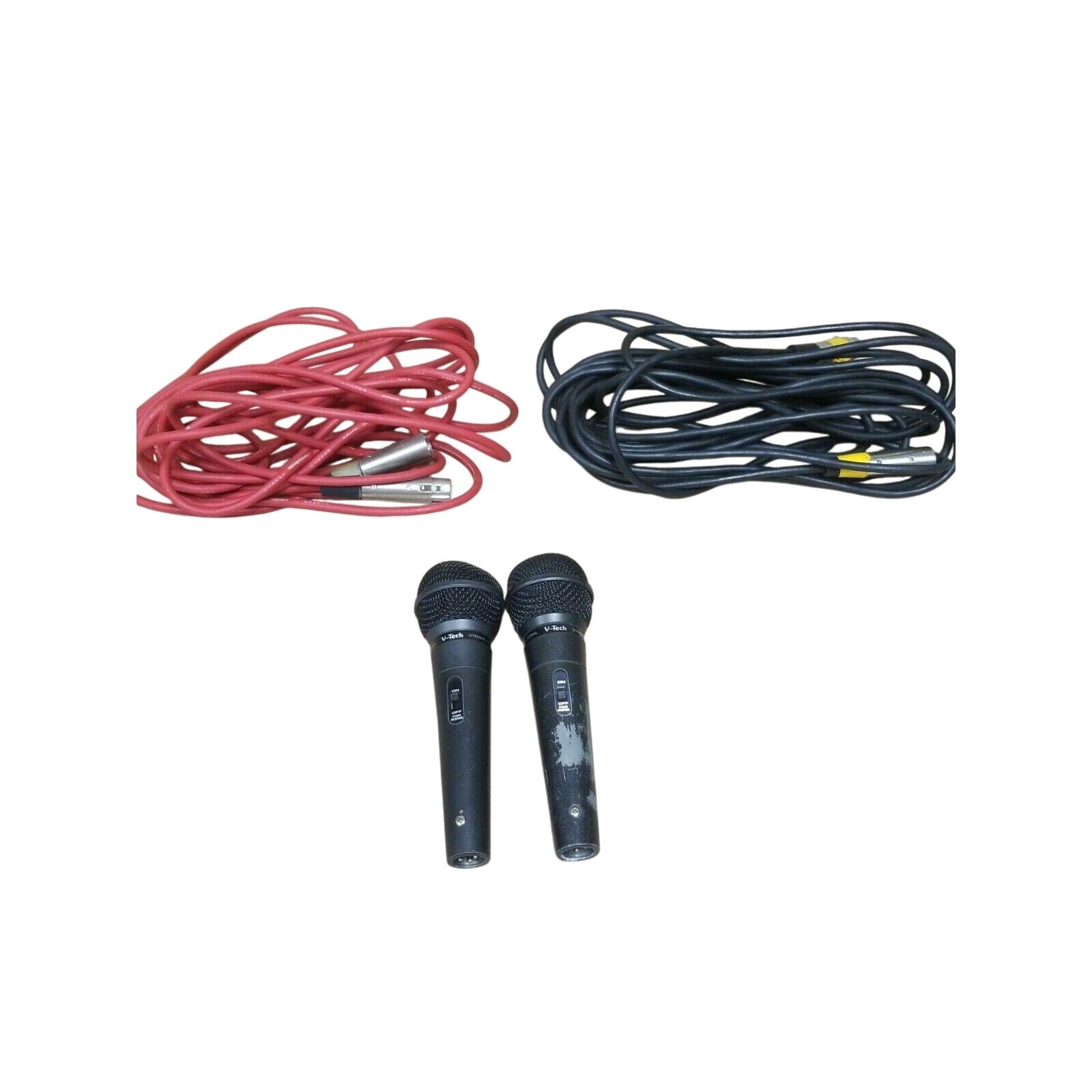 2x V-Tech VT-1040 Dynamic Microphone 600 OHM Unidirectional Microphone W/ Cables