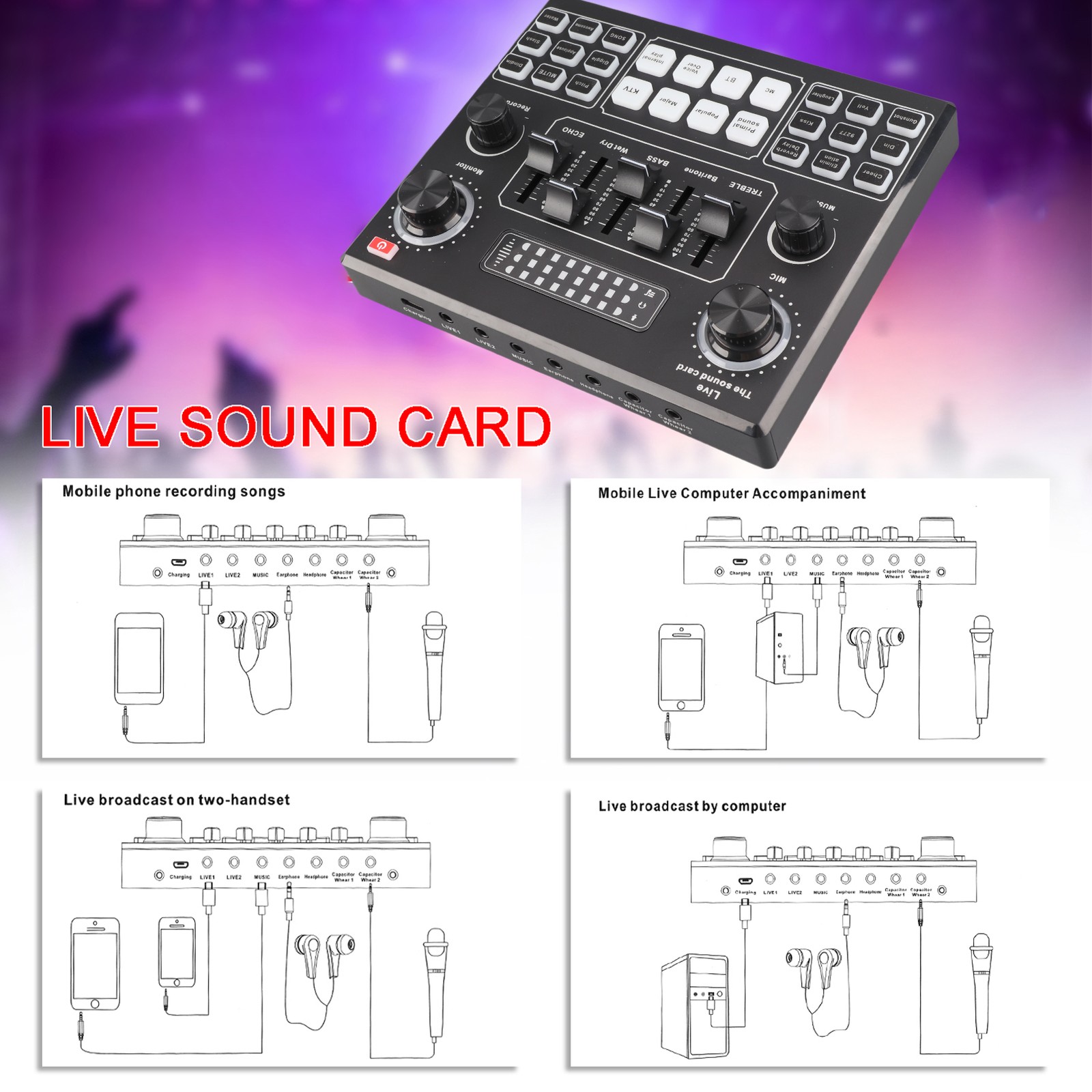Multifunctional Live V9 Sound Card And BM800 Suspension Microphone Kit RLWX